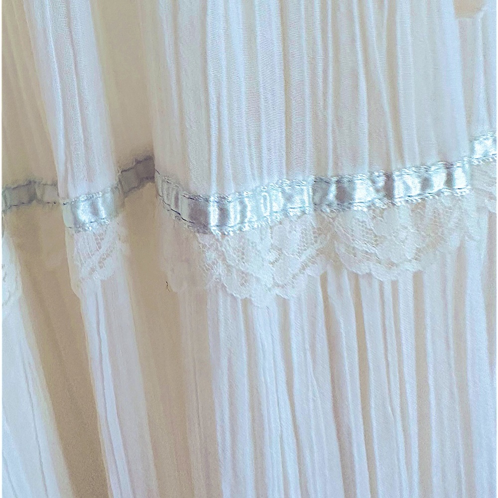 Gunne Sax Corset Prairie Dress. Pristine.Off White Blue Ribbon Lace Full skirt - Picture 9 of 9